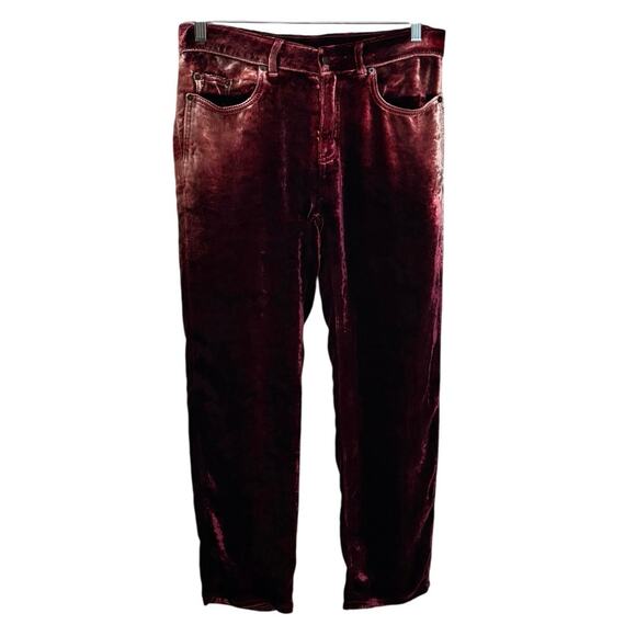 Saint Laurent Men’s Paris Runway Burgundy Velvet Trousers Size 29 - Picture 1 of 8